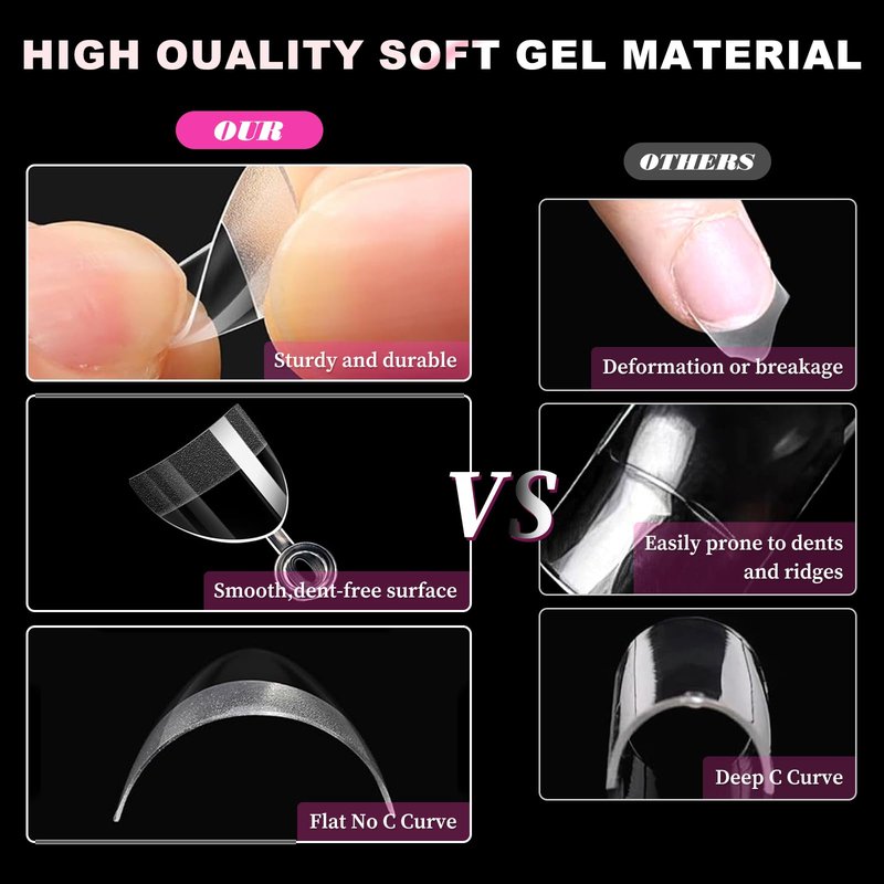 Bellelfin Short Stiletto Nail Tips, 600Pcs Extra Short Almond Soft Gel Nail Tips Clear Fake Nails Acrylic Nails Tips Half Cover False Nails for DIY Nail Salon