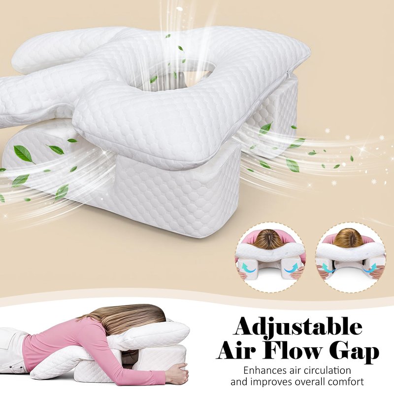 BEYOUDO Face Down Pillow After BBL or Eye Surgery, Home Massage Pillows Face Down Chair for Sleeping & Stomach Sleeper, Soft BBL Adjustable Prone Massage Pillows with Removable Cover