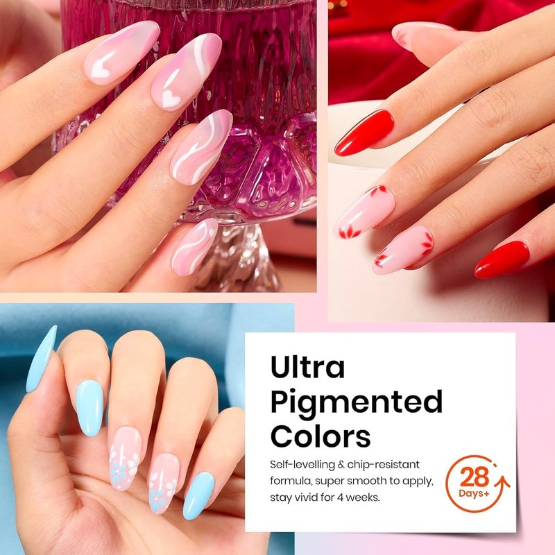 Beetles Summer Gel Polish Set - 20 Colors Red Green White Black Nude Summer Gel Nail Polish with Base Top Coat Trendy Colors Uv LED Lamp Salon DIY at Home Nails Gifts for Women Vibrant Subtle