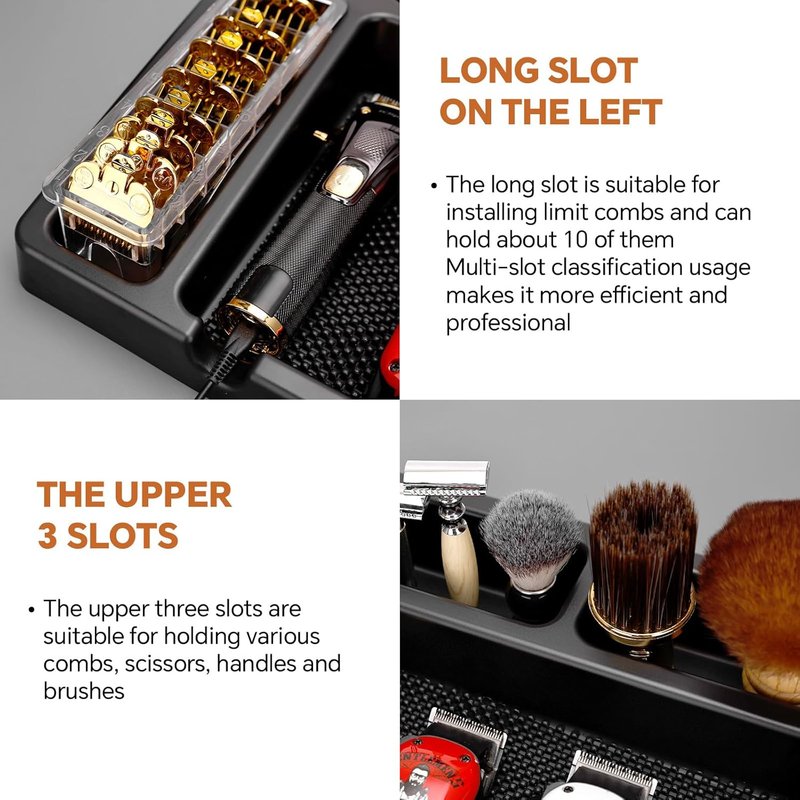 Barber Organizer Station - Large 16 x 12.5 Tray for Clippers, Guards & Hair Tools | Salon & Barbershop Essential