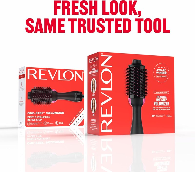 REVLON One-Step Volumizer Hair Dryer & Styler - Effortless Salon-Style Blowouts | Less Frizz, More Shine, Black (Pack of 2)