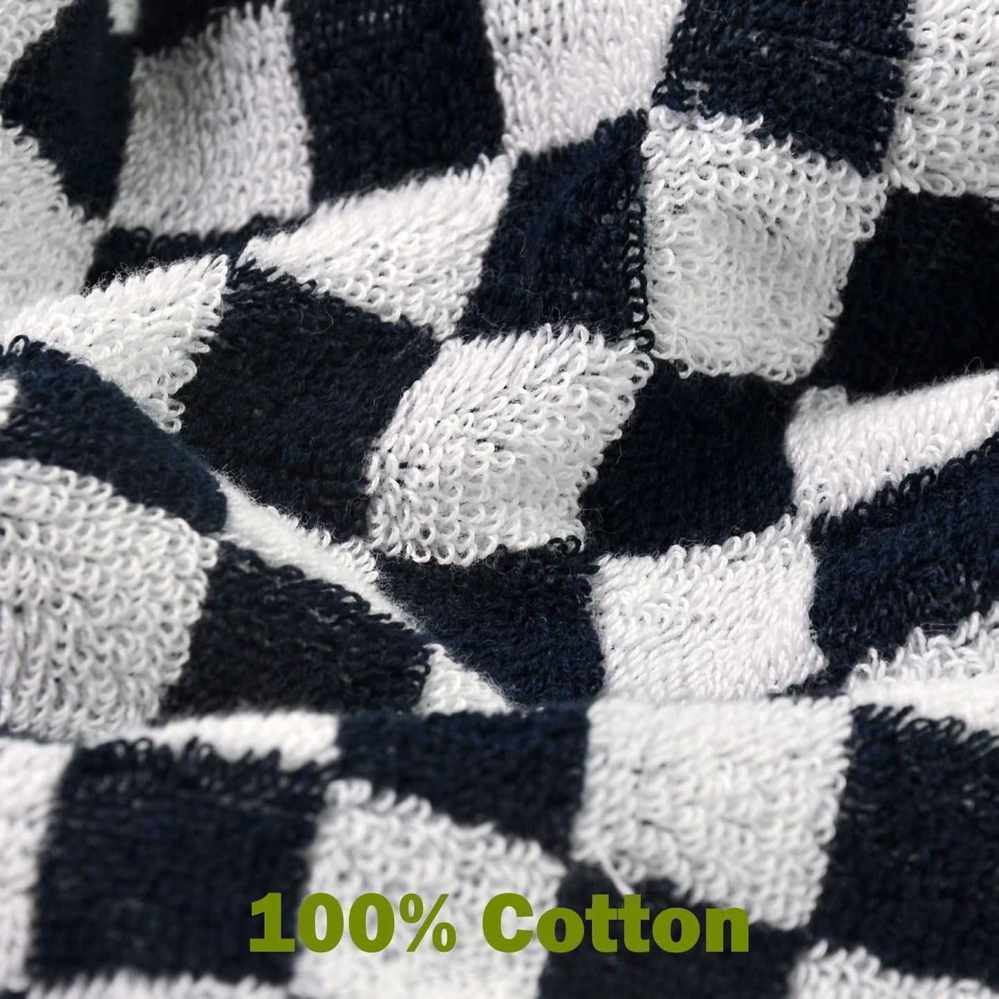 Jacquotha Washcloths 12 Pack Checkered - Wash Cloths for Showering (13"x13") in Black, Multi-Purpose Bathroom Face Cloths, Soft and Quick Dry