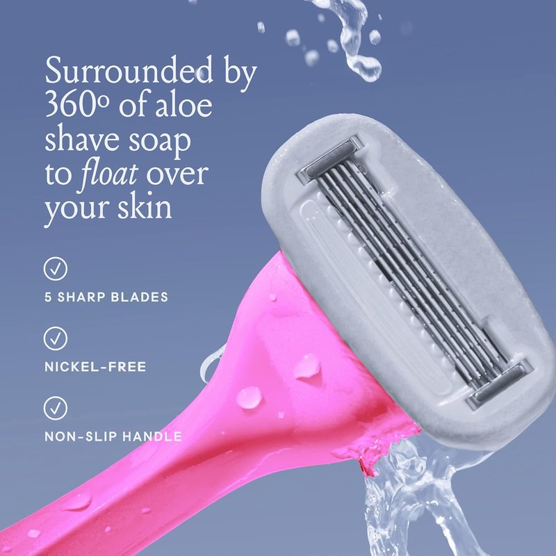 Billie Razors for Women - Shave Kit with 5-Blade Razor & 4 Refills | Magnetic Holder Included