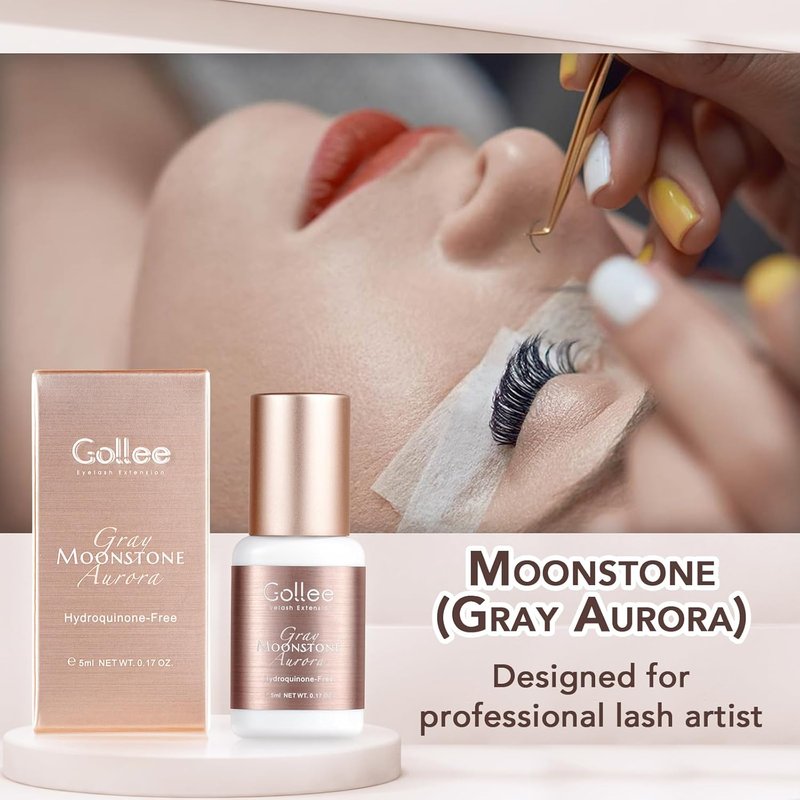 Moonstone Gray Eyelash Extension Glue - Fast Drying Adhesive | 0.17fl.oz (5ml) | 6-8 Week Retention for Professionals