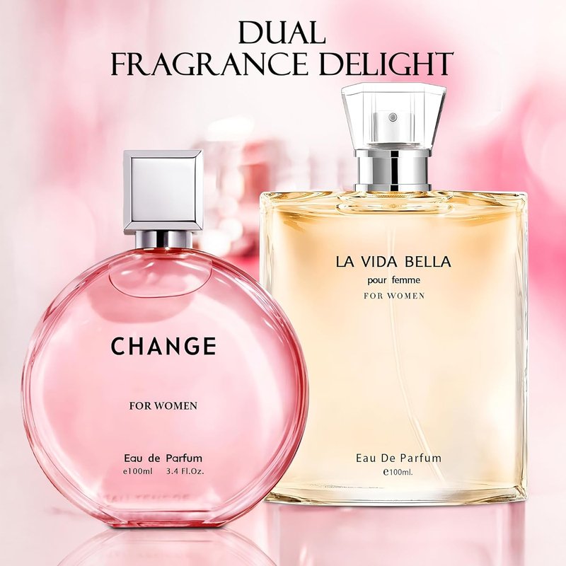AFLUXE Women’s Perfume Combo - La Vida Bella & Change | Long-Lasting 3.4 Fl Oz Eau De Parfum Set