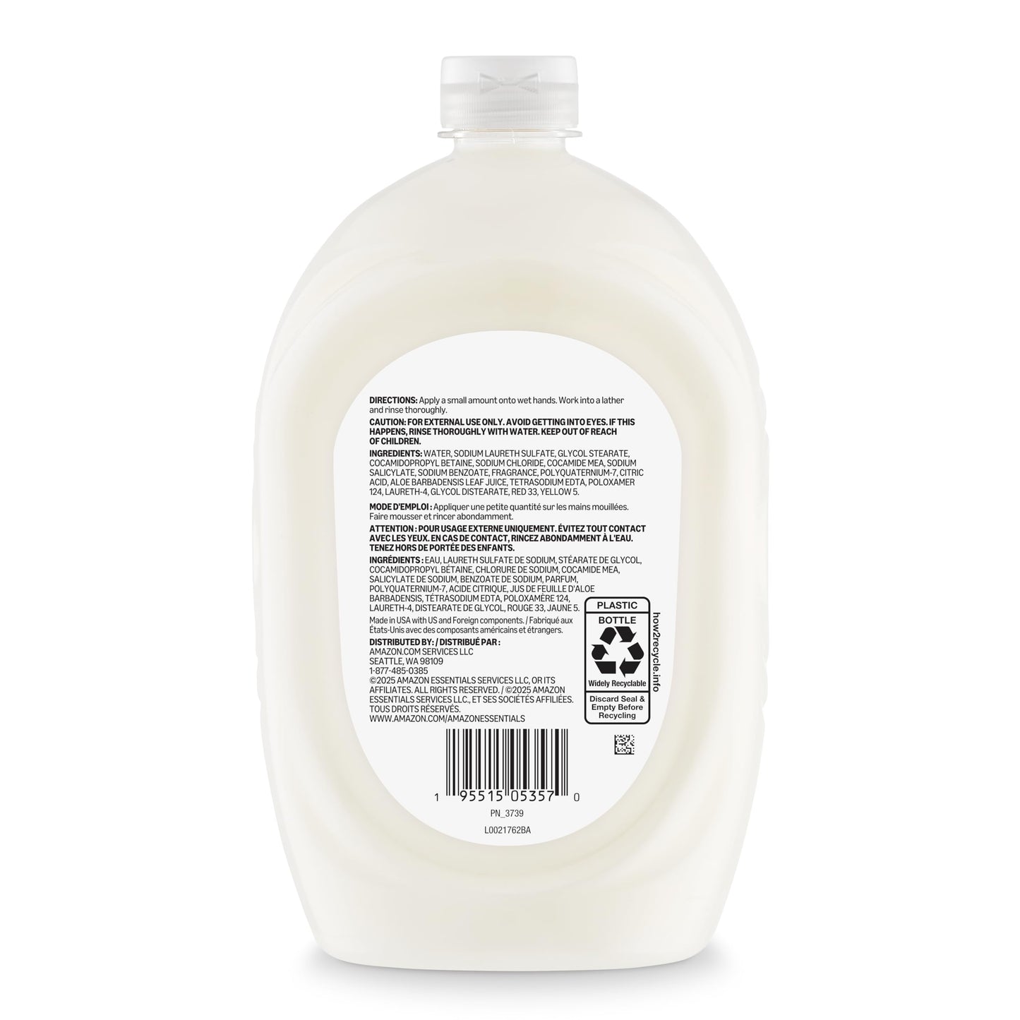 Amazon Essentials Liquid Hand Soap Refill, Aloe Vera, Moisturizing Formula, 50 Fl Oz, Pack of 1