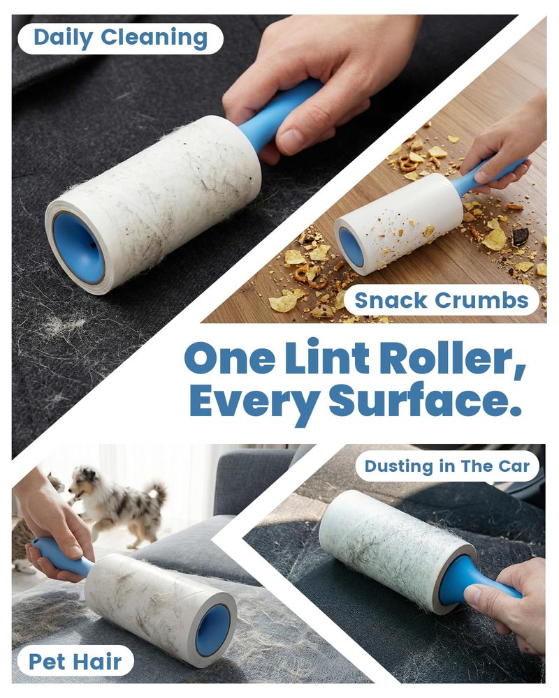 POPCHOSE Lint Rollers for Pet Hair Extra Sticky,600 Sheet Extra Sticky Lint Rollers for Pet Hair,3 Handles & 6 Sticky Rolls,Dog Cat Hair Remover for Clothes,Furniture,Couch,Lint Roller for Clothes