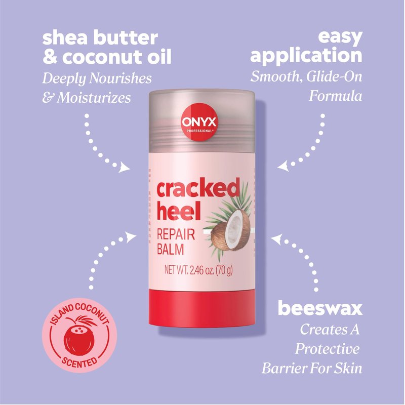 Onyx Professional Cracked Heel Repair Balm Stick for Dry Cracked Feet Treatment, Coconut Scent, 1 pack - Moisturizing Foot Balm, Rolls On, Cracked Heel Treatment