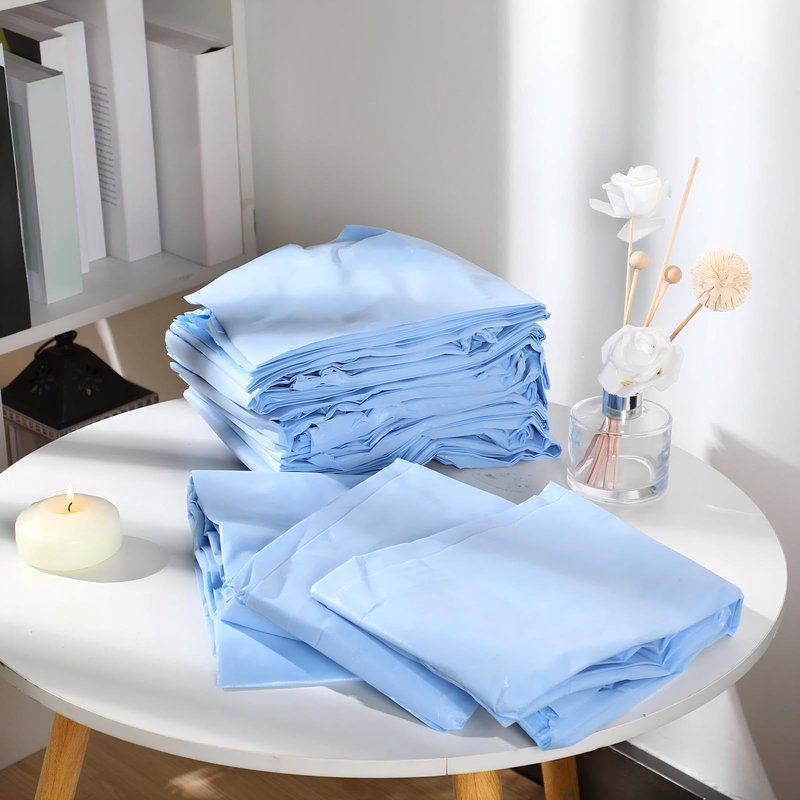 Oudain 50 Pcs Disposable Fitted Sheets with Elastic, Waterproof Oilproof 39 x 87'' Disposable Massage Bed Sheets Covers for Spa Beauty Salon(Blue)