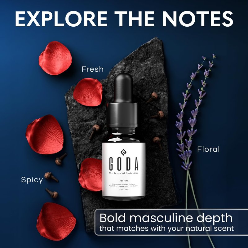 GODA Pheromones Cologne for Men - Infused with Real Pheromones | Citrus & Lavender Scent - 15ml/0.50 fl oz
