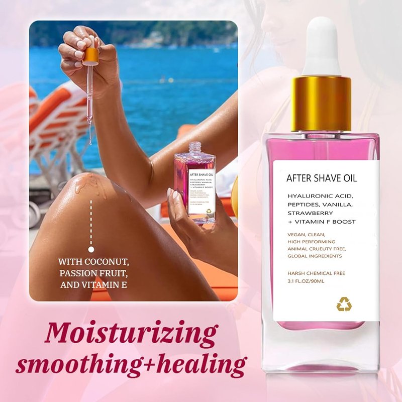 After Shave Oil for Women - Strawberry Vanilla Scent | Soothing Post-Shave Care for Smooth, Irritation-Free Skin