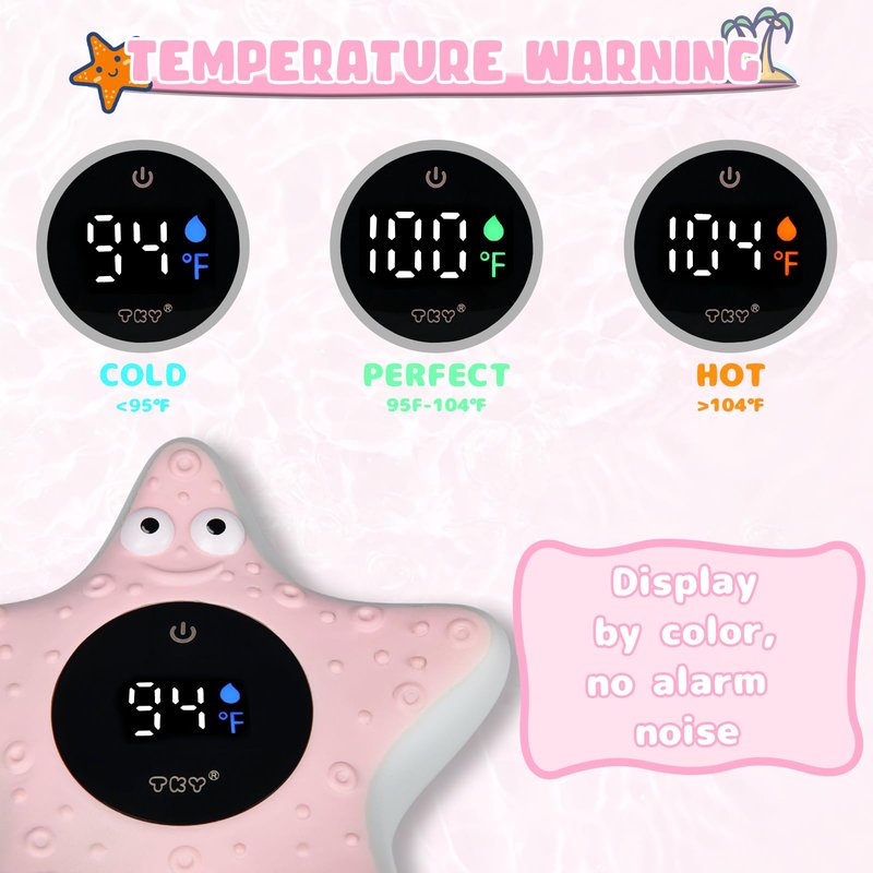 Baby Bath Thermometer - Digital Floating Water Thermometer with LED Display & Color Temperature Alerts, Rechargeable Bath Toy for Infant Bathtub Safety, Newborn Bath Essentials Gift