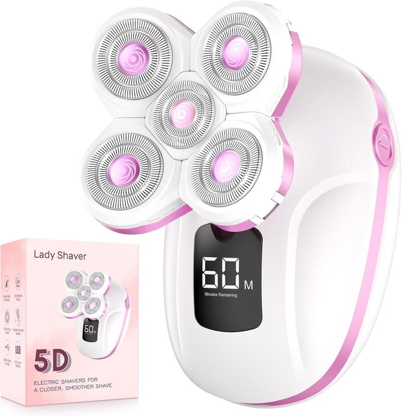 **Electric Razor for Women - Rechargeable Painless Shaver for Legs & Bikini | Wet/Dry Grooming Kit in Light Pink**