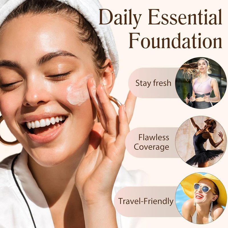 Color Changing Foundation with SPF 50 - 4 in 1 Moisturizing Cream for Medium-Full Coverage | Lightweight Liquid Makeup