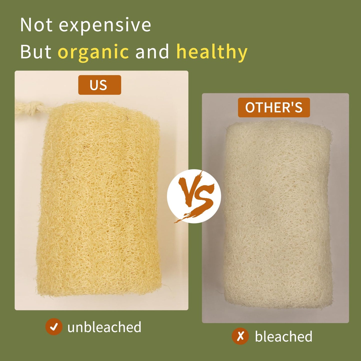 Natural Loofah Sponge Exfoliating Body Scrubber(6" Economical 4Pack),Organic Luffa for Women and Men in Shower