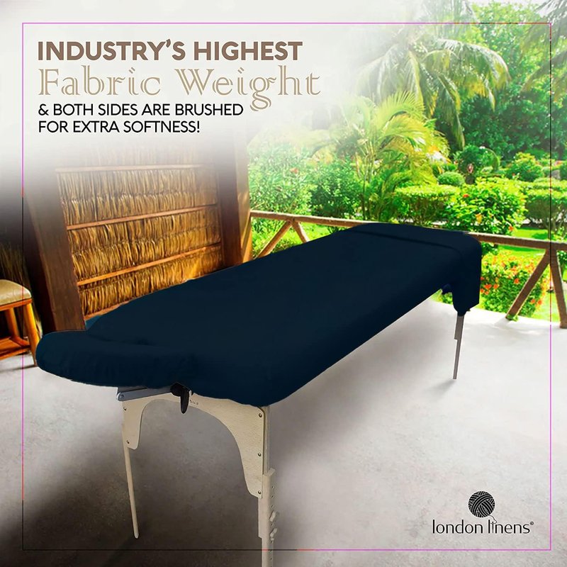 London Linens Soft Microfiber Massage Table Sheets Set - 3 Piece Navy Blue Cover, Fitted Sheet & Face Rest Cover