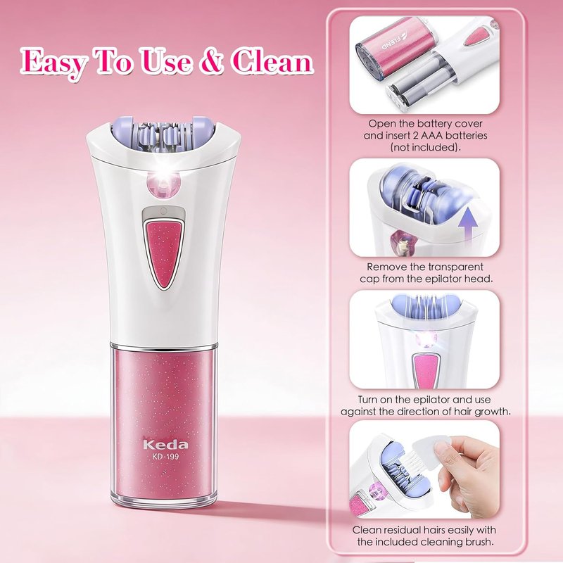 Epilator for Women, Smooth Glide Epilators Hair Removal Device, 2-Speed Gentle Lady Epilator for Face, Arms, Legs and Fine Facial Hairs