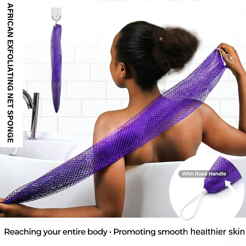Ember and Root African Exfoliating Body Net Sponge, Ember and Root African Net Sponge, Exfoliating Towel, Exfoliating Washcloth Face & Body Scrub Towel for All Skin Types, Gentle Exfoliation (Bronze)