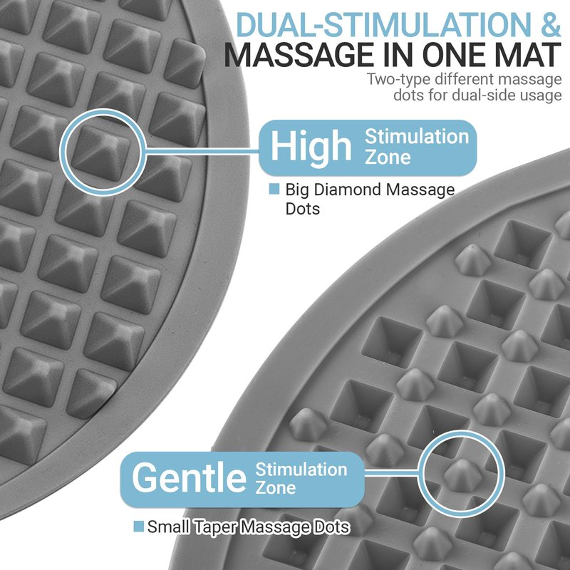 GEENOA Upgrade Silicone Foot Massager Mat with Dual-Side Usage, Large Reflexology Mat for Feet Relaxation, Foldable Foot Acupressure Mat, Portable Standing Desk Mat for Pain, Fatigue Relief(Gray-L)