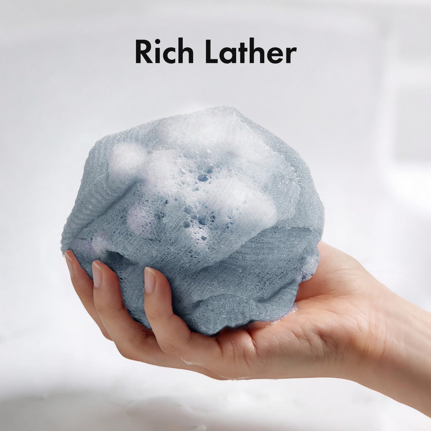 Bathway Exfoliating Washcloth, 36.8-Inch Bath Towel Body Scrubber with Hanging Strap, Back Scrubber for Shower Japanese Washcloth Loofah - Deep Clean & Rich Lather (Black & White & Gray, Pack of 3)