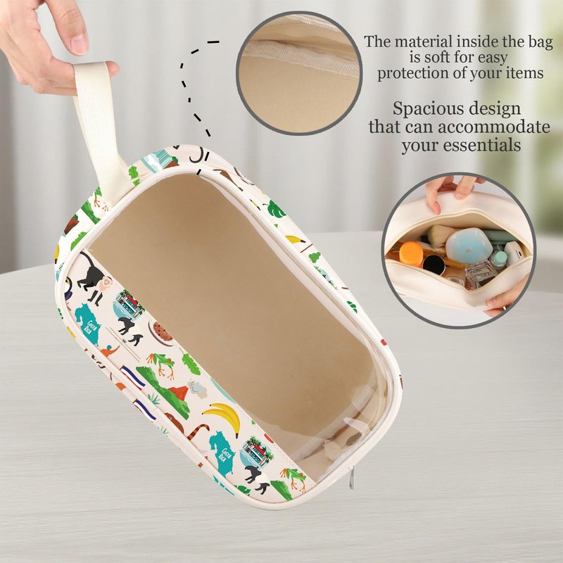 MNIGIU Costa Rica Symbols Souvenir Clear Cosmetic Bag Costa Rica Vacation Gift Travel Lover Pouch North America Travel Gift (Costa Rica Clear Cosmetic Bag)