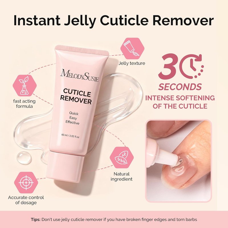 MelodySusie Cuticle Remover Kit - 60g Cream, 15ml Oil, Trimmer & Nail File for Perfect Manicure