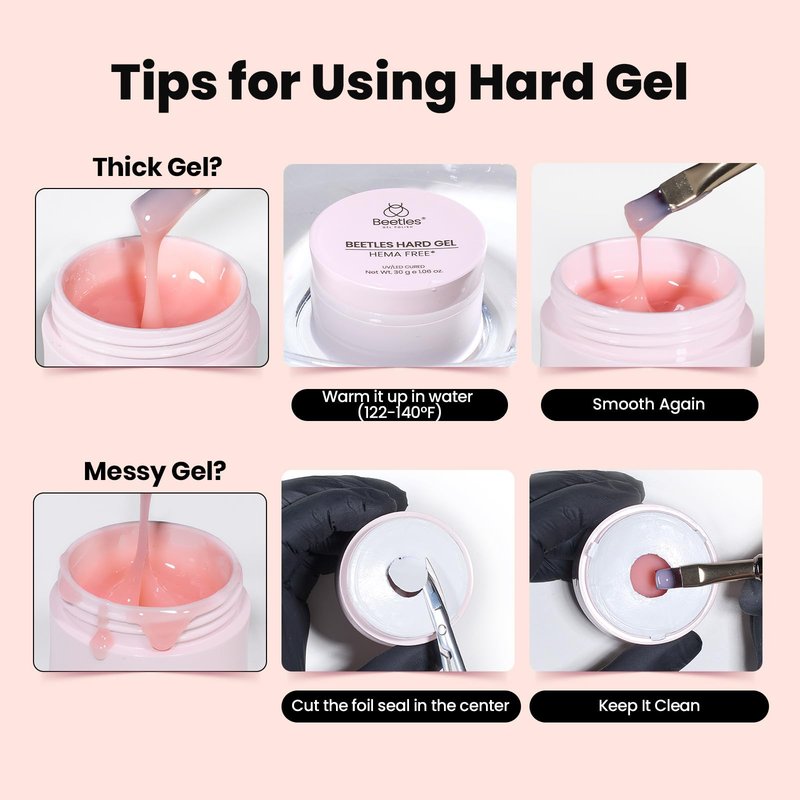 Beetles HEMA-Free Hard Gel for Nails-1.06oz 9 in 1 Jelly Nude UV/LED Lamp Cured Sculpting Stengthener Gel for Nail Extension & Nail High Hardness Nails for Manicurist Women