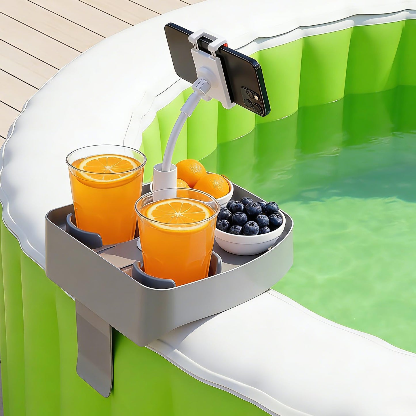 GSZEPSEX Hot Tub Table Tray with Adjustable Phone Holder, Bathtub Table Tray, Hot Tub Accessories for Inflatable Tub and Pool