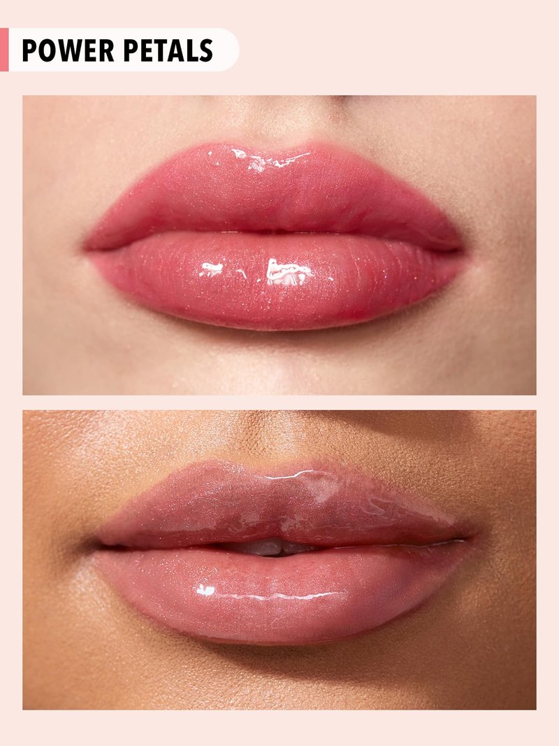 SHEGLAM Power Bouquet Lip Gloss Shiny Tinted Moisturizing Plumping Non-Sticky Lip Oil Repairing Camelia Extract Lip Care-Power Petals