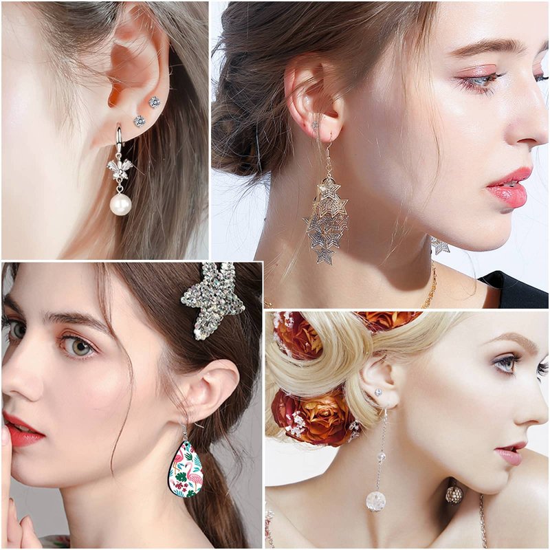 30Pcs Self Ear Piercing Kit, Disposable Ear Piercing Gun with Preloaded Piercing Studs, Professional Earring Gun with Silver Earrings for Home Salon Earlobe Cartilage Helix Tragus Piercing Tool Kit