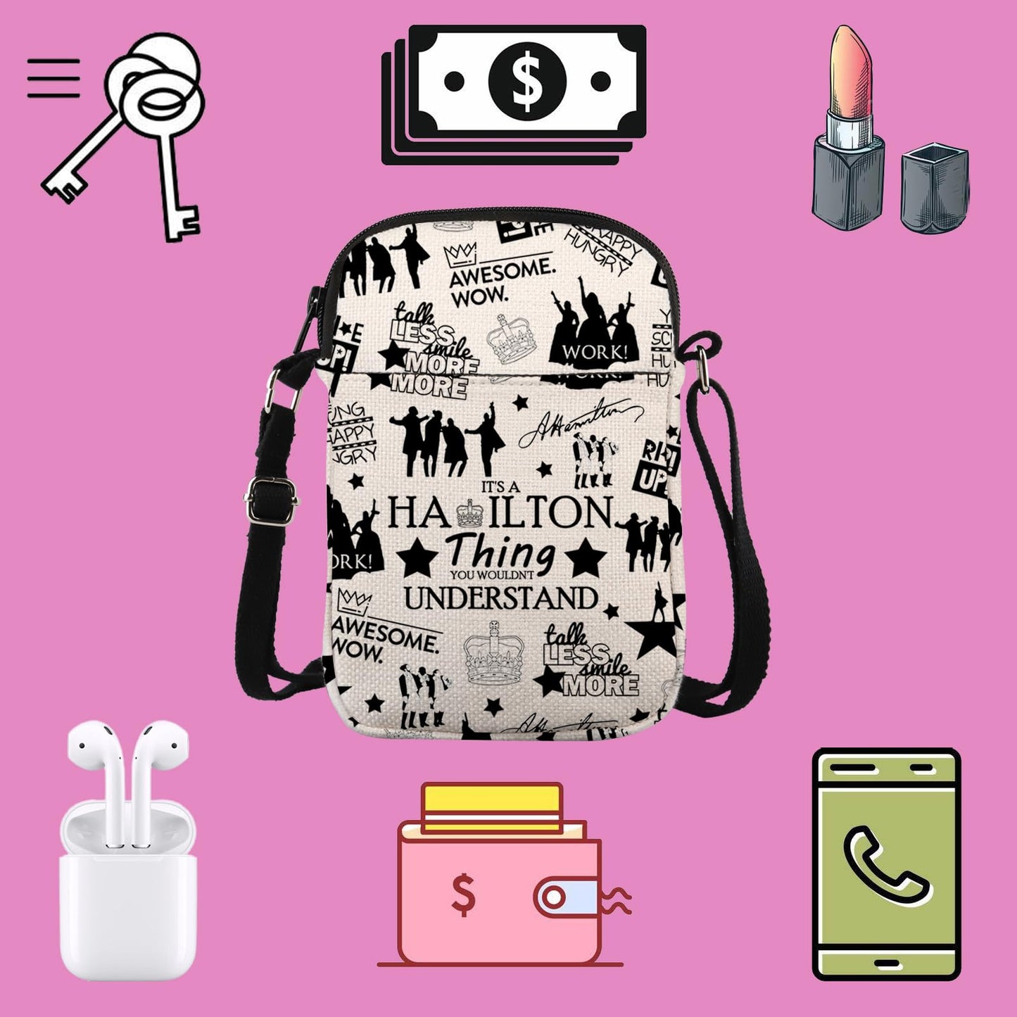 TSOTMO Musical Makeup Bag Musical Quote Cosmetic Bag Musical Inspired Gift For Women Musical Gift (A HAMI CR)