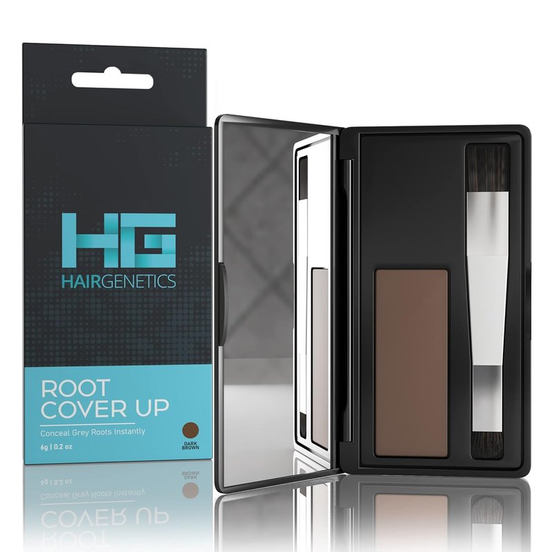 Hair Genetics Root Touch Up Powder - Natural Grey Hair Coverage with Mineral Technology | Dark Brown