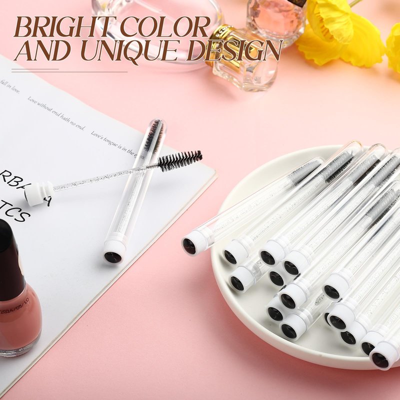 Patelai 80 Pieces Disposable Mascara Brushes Tubes Set, 40 Pcs Empty Mascara Wand Tube with 40 Pcs Eyelash Spoolies Brush Makeup Tool for Eyelash Extension(Black,Black Smile Style)