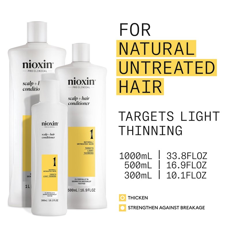 Nioxin Scalp + Hair Thickening System 1 Conditioner| For Natural or Untreated Hair with Light Thinning | With Niacinamide and Biotin | 10.1 Fl oz.