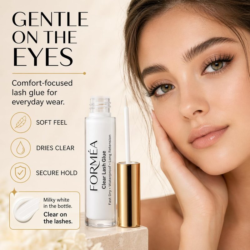 Clear Lash Glue - Fast-Drying Waterproof Eyelash Extension Adhesive | Strong Hold for False Lashes