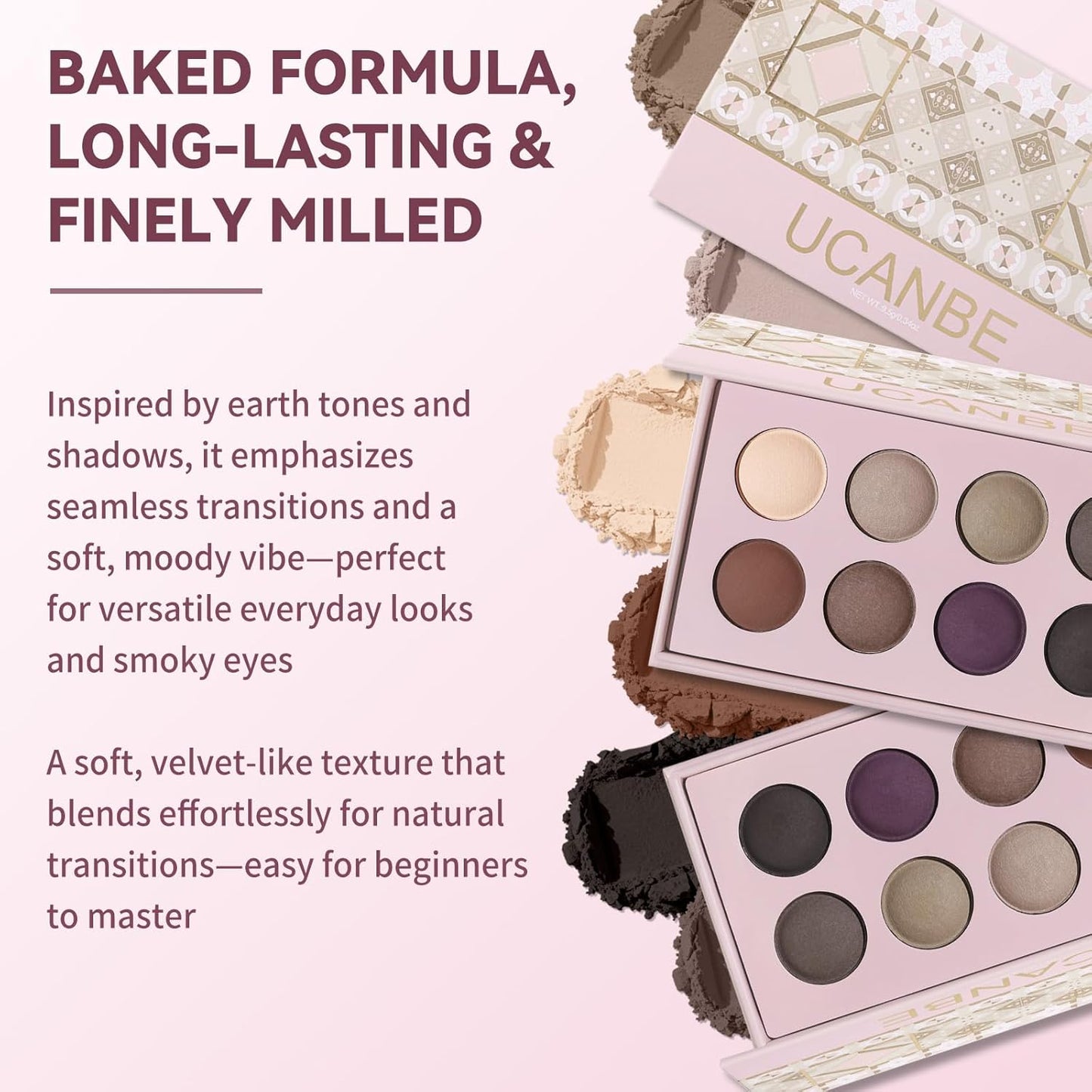 UCANBE Baked Matte Eyeshadow Palette - High Pigment, Soft Blendable, Long-Lasting | 01 All Matte