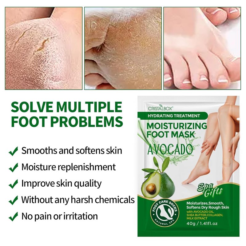 Skiennix 5-Pack Moisturizing Foot Masks - Hydrating Treatment for Dry, Cracked Feet | Spa Gift Set