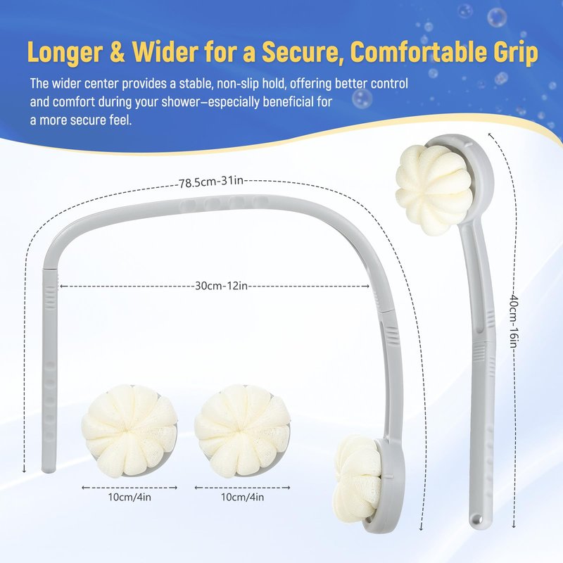 Chonario Long Handled Flower Loofah Sponge for Back, Back Scrubber Brush for Shower, Loofah Sponge on a Stick for Men,Women,Elderly