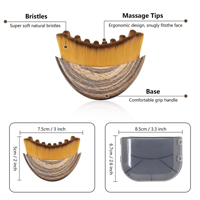 2PCS Lymphatic Drainage Gua Sha Face Brush for Sculpting, Lymphatic Contour Face Brush for Reduce Puffiness & Lift, Super Soft Manual Massager for Facial Cleansing with Portable Case