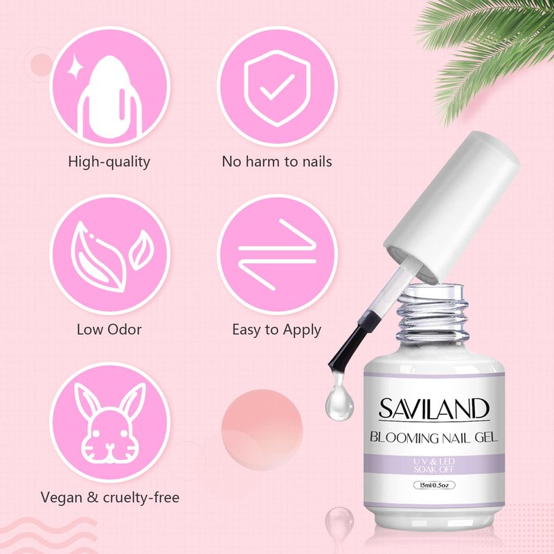 SAVILAND Blooming Gel: Clear Booming Gel Nail Polish Nails Blossom for Spreading Effect Marble Nail Polish Flower Watercolor Nails Art Design Manicure Salon Home DIY