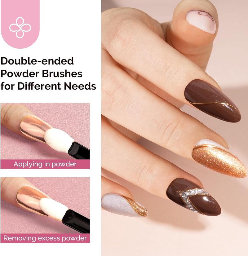 MelodySusie Chrome Nail Powder - 4Pcs Metallic Mirror Effect Pigment for DIY Gel Nails