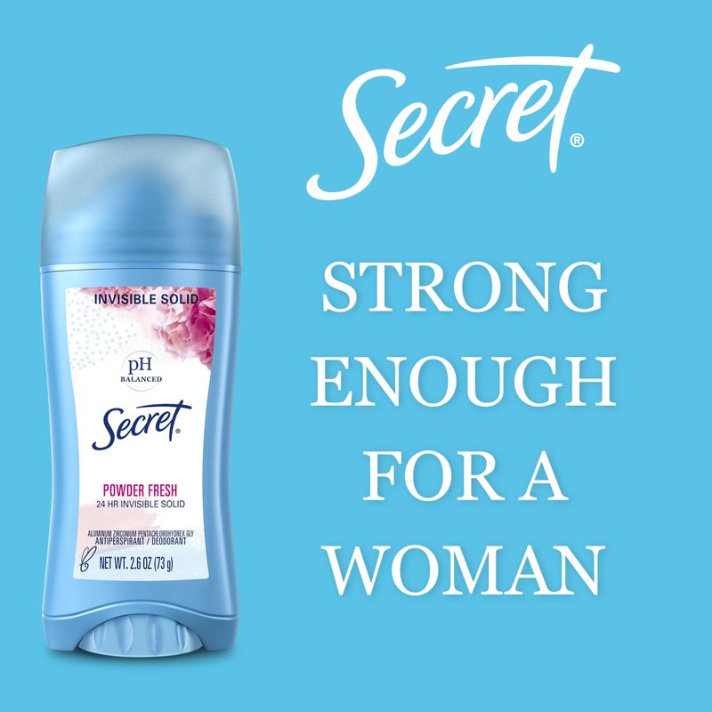 Secret Antiperspirant and Deodorant for Women, 24hr Sweat & Odor Protection, PH Balanced Protection, Gentle on Skin, Invisible Solid, Clean Lavender Scent, 2.6 oz (Pack of 2)