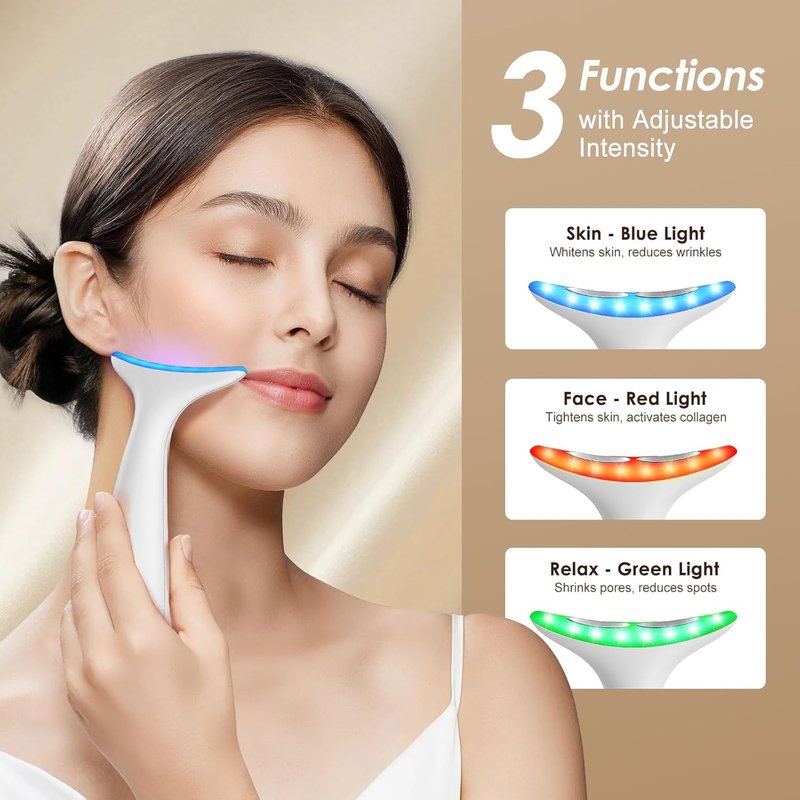Facial and Neck Massager - Skin Lifting & Firming Tool for Wrinkle Reduction | Milky White