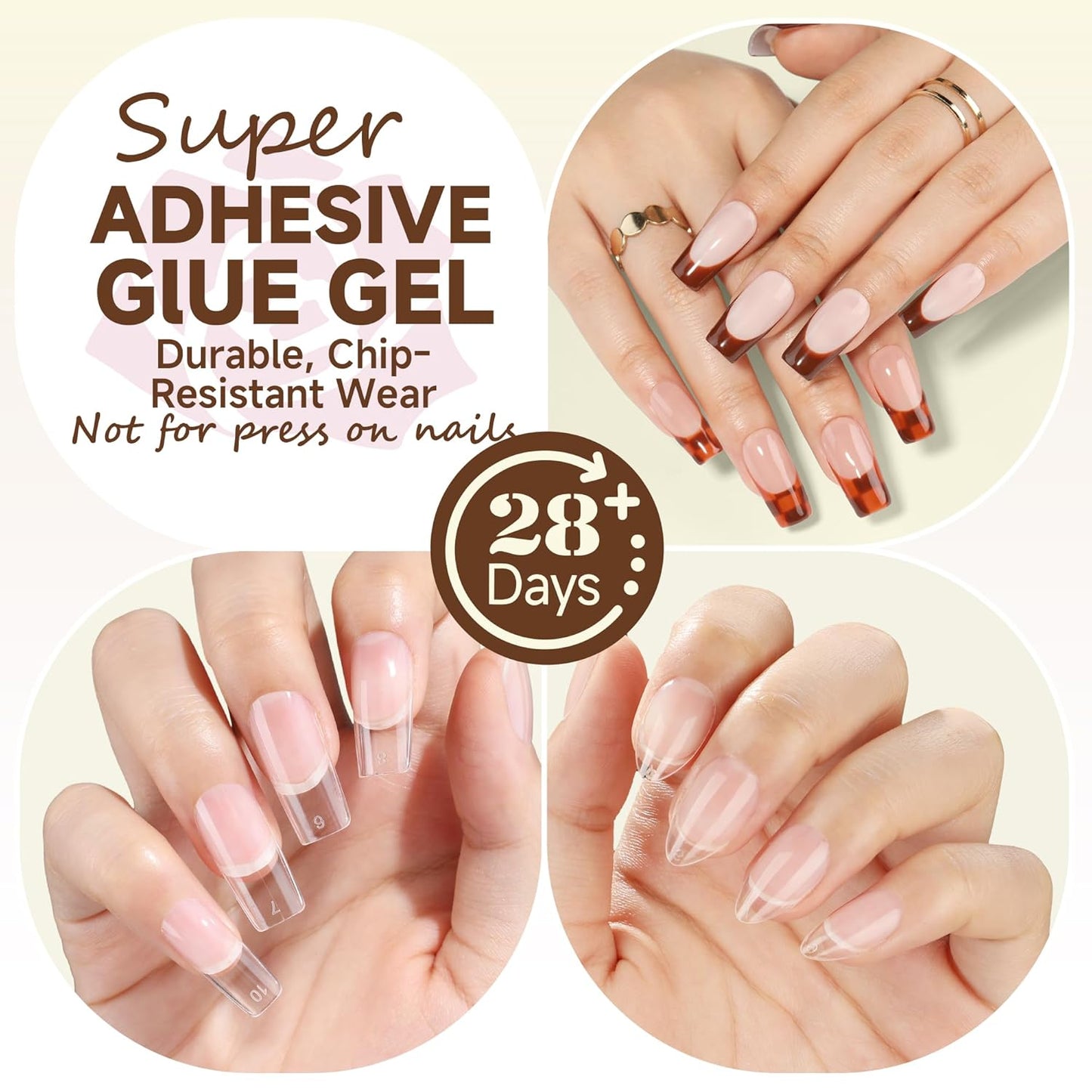 UNA GELLA 6 in 1 Gel Nail Glue - Long-Lasting Clear Acrylic Nail Adhesive, 15ml, Super Strong Brush