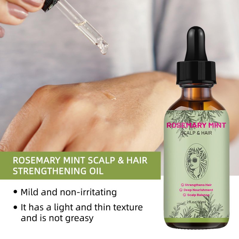Rosemary Mint Scalp & Hair Oil – Strengthening & Nourishing Treatment for Hair Growth, Dry Scalp & Breakage – Natural Botanical Blend – 2 fl oz