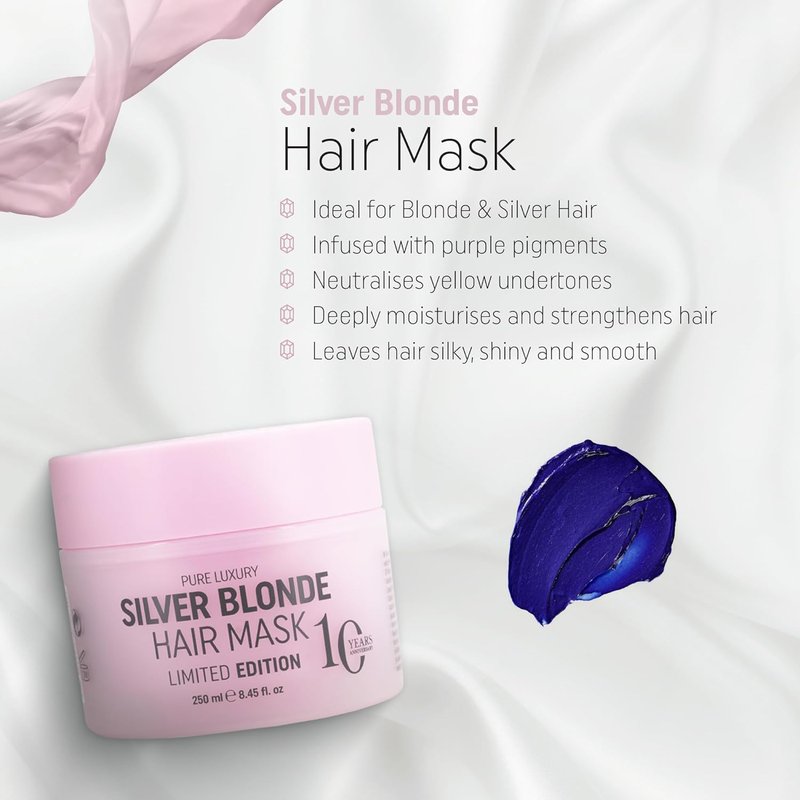 RICH Pure Luxury Silver Blonde Hair Mask - Purple Treatment for Blonde & Gray Hair - 8.45 Oz | Vegan Formula