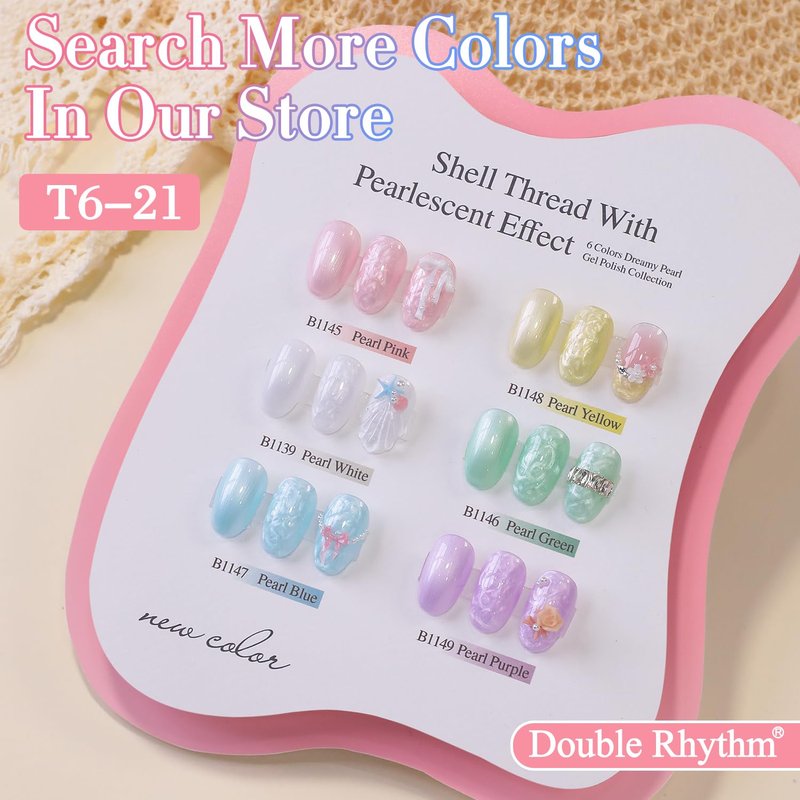 Gel Nail Polish - Double Rhythm 15ML Pearl Blue Soak Off for DIY Manicure at Home