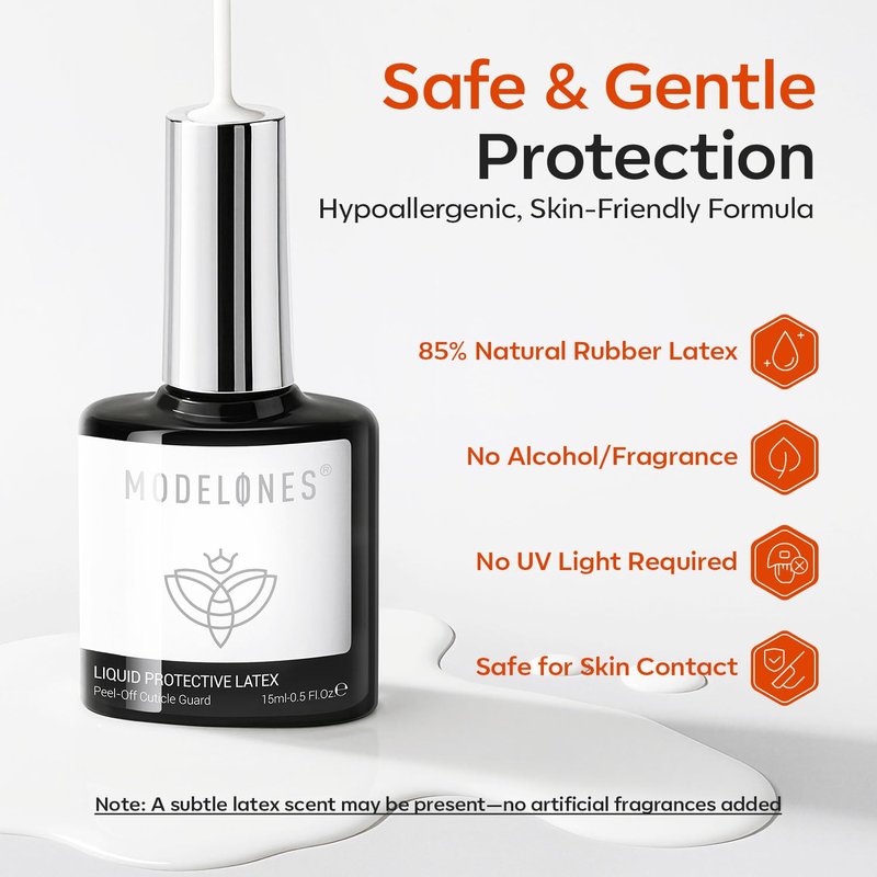 Modelones Gel Polish - Liquid Latex Nail Polish Barrier, 15ml | Fast-Dry Cuticle Guard & Skin Protector