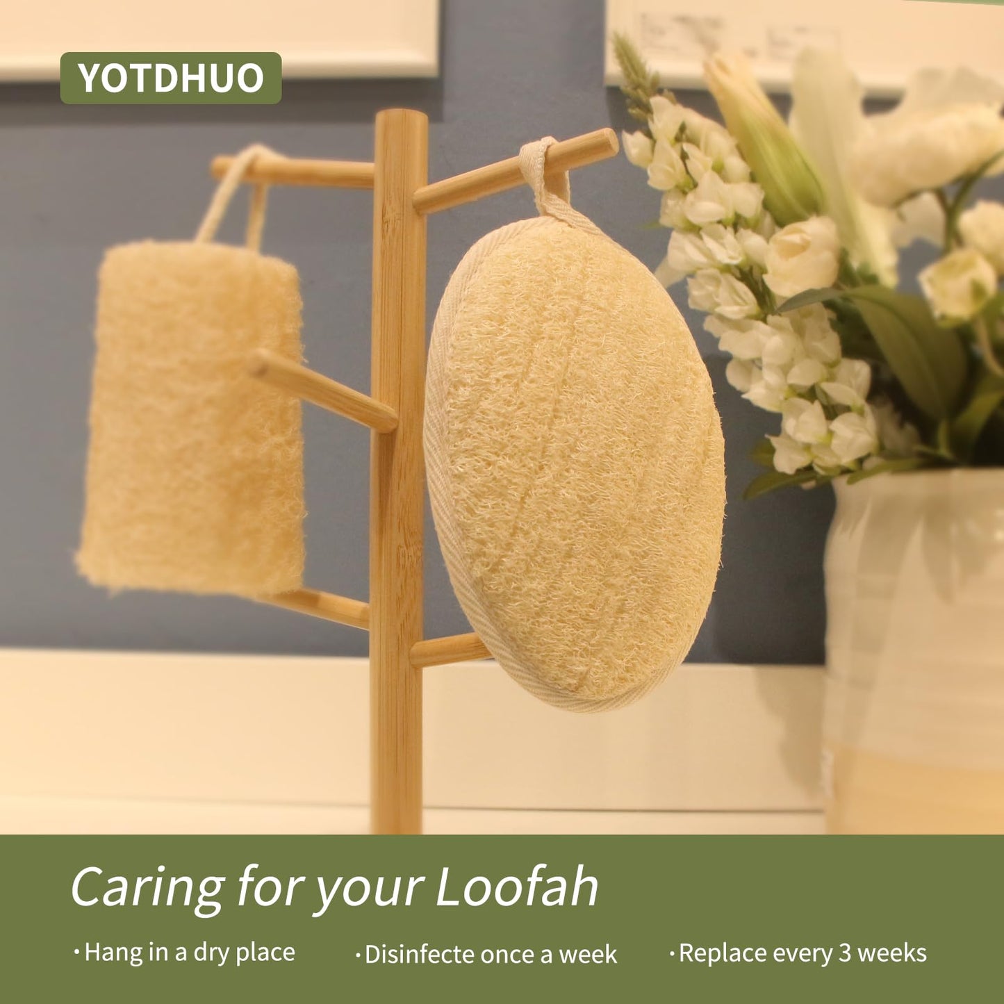 Natural Loofah Exfoliating Body Scrubber(2Pack),Made from Organic Bath Luffa for Women and Men