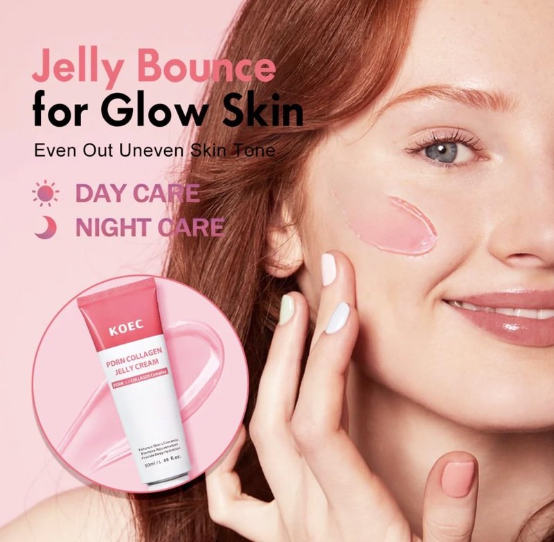 BEAUTIVANA KOEC PDRN Collagen Jelly Cream with 7 Collagen Complex,PDRN Pink Peptide Skincare for Deep Hydrating & Skin Elasticity & Firming Face Moisturizer,Glass Skin Glow 1.69 Fl Oz